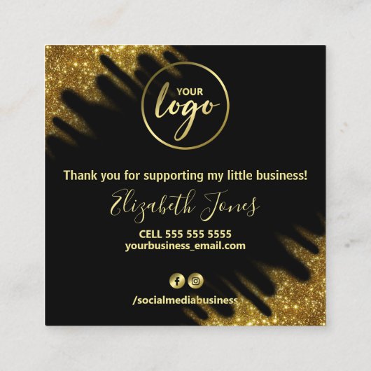 Hartelijk dank voor uw aankoop van Gold Glitter Vierkante Visitekaartje (Achterkant)