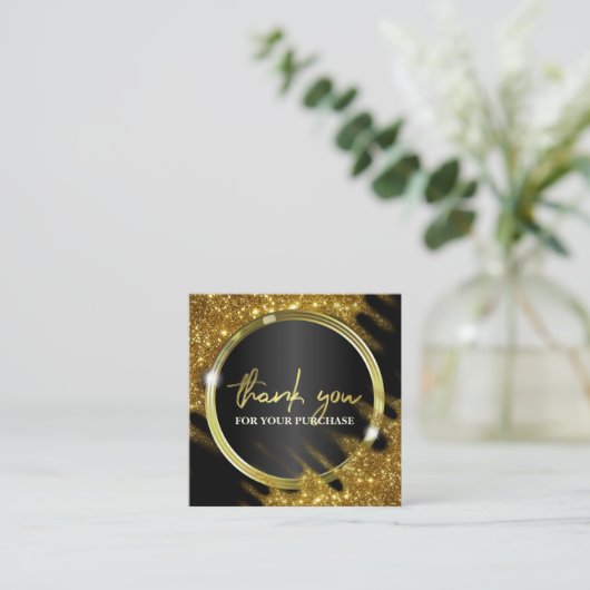 Hartelijk dank voor uw aankoop van Gold Glitter Vierkante Visitekaartje (Staand voorkant)