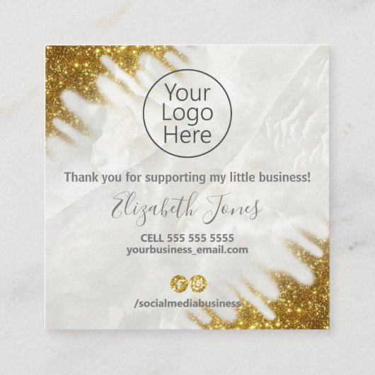 Hartelijk dank voor uw aankoop van goud en marmer vierkante visitekaartje (Achterkant)