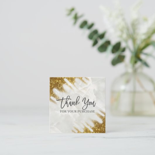Hartelijk dank voor uw aankoop van goud en marmer vierkante visitekaartje (Staand voorkant)