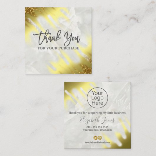 Hartelijk dank voor uw aankoop voor de goudmarmer vierkante visitekaartje (Voorkant / Achterkant)