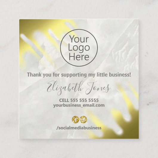 Hartelijk dank voor uw aankoop voor de goudmarmer vierkante visitekaartje (Achterkant)