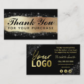 Hartelijk dank voor uw aankoop zwarte Glitter Gold Visitekaartje (Voorkant / Achterkant)