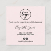 Hartelijk dank voor uw aankoop - zwarte inktroze vierkante visitekaartje (Achterkant)