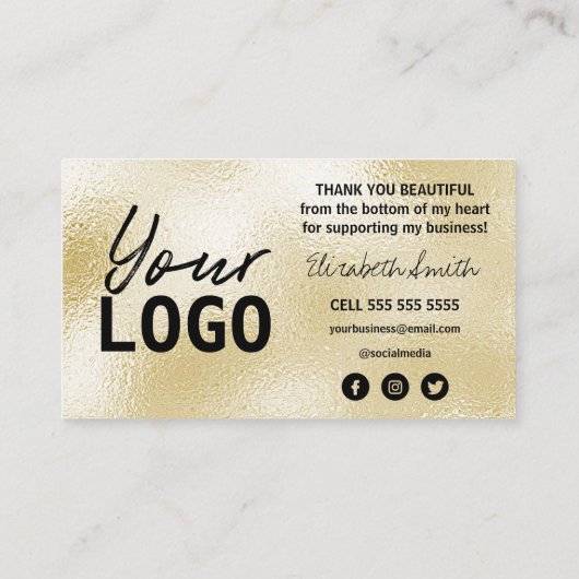 Hartelijk dank voor uw aankoopkaarten Gold en inkt Visitekaartje (Achterkant)