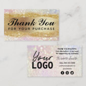 Hartelijk dank voor uw aankoopkaarten visitekaartje (Voorkant / Achterkant)