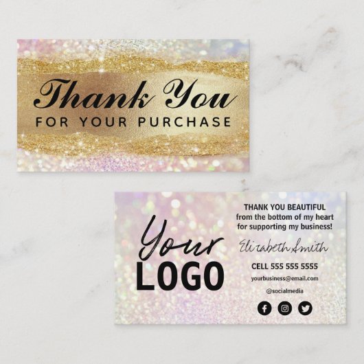 Hartelijk dank voor uw aankoopkaarten visitekaartje (Voorkant / Achterkant)