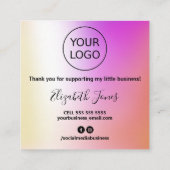 Hartelijk dank voor uw aankooproze en goudinkt vierkante visitekaartje (Achterkant)