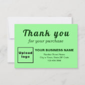 Hartelijk dank voor uw aanschaf lichtgroene platte bedankkaart (Voorkant)