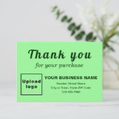 Hartelijk dank voor uw aanschaf lichtgroene platte bedankkaart (Staand voorkant)