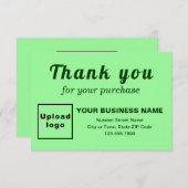 Hartelijk dank voor uw aanschaf lichtgroene platte bedankkaart (Voorkant / Achterkant)