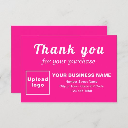 Hartelijk dank voor uw aanschaf met een roze platt bedankkaart (Voorkant / Achterkant)