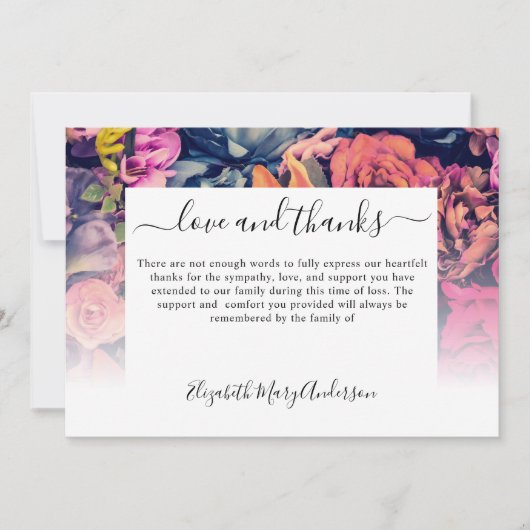 Hartelijk dank voor uw afscheid Moody Floral Memor Bedankkaart (Voorkant)