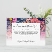 Hartelijk dank voor uw afscheid Moody Floral Memor Bedankkaart (Staand voorkant)