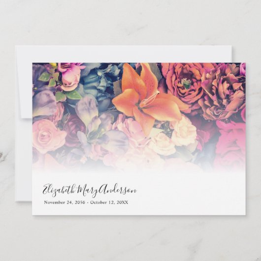 Hartelijk dank voor uw afscheid Moody Floral Memor Bedankkaart (Achterkant)