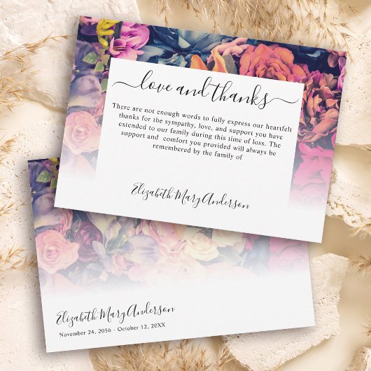 Hartelijk dank voor uw afscheid Moody Floral Memor Bedankkaart