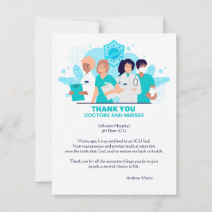 Hartelijk dank voor uw artsen en verpleegkundigen bedankkaart