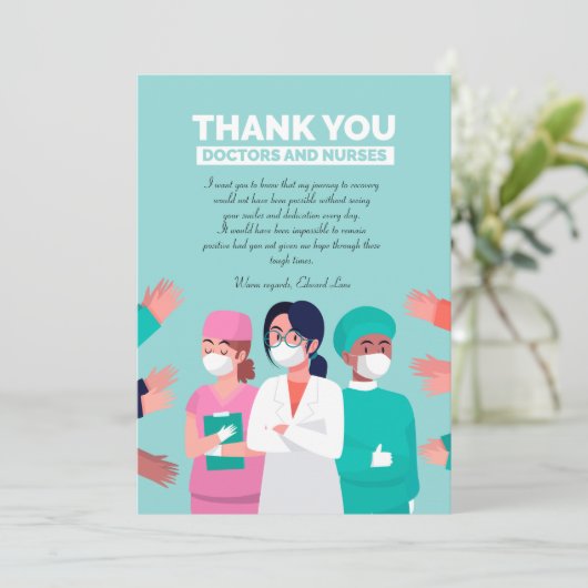 Hartelijk dank voor uw artsen en verpleegkundigen bedankkaart (Staand voorkant)