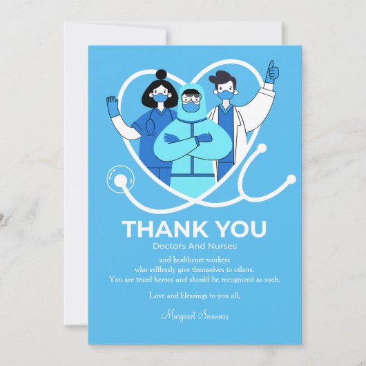 Hartelijk dank voor uw artsen en verpleegkundigen bedankkaart (Voorkant)