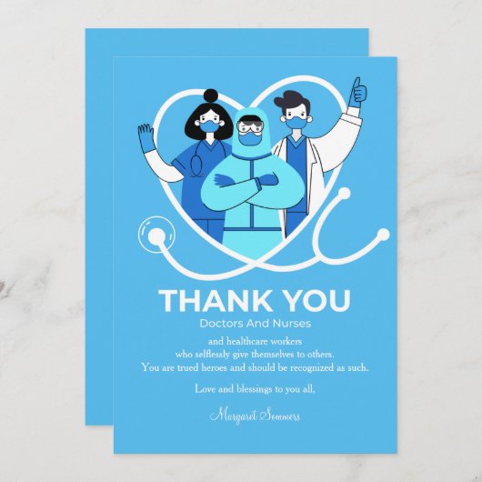 Hartelijk dank voor uw artsen en verpleegkundigen bedankkaart (Voorkant / Achterkant)
