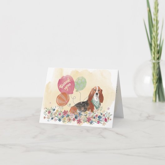 Hartelijk dank voor uw Basset Hound Dog-ballonnen Bedankkaart (Voorkant)