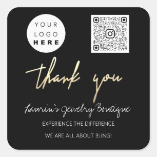 Hartelijk dank voor uw bedrijfsnaam Logo Qr-code z Vierkante Sticker