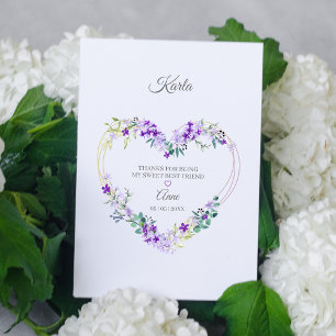 Hartelijk dank voor uw beste vrienden Floral Heart Briefkaart