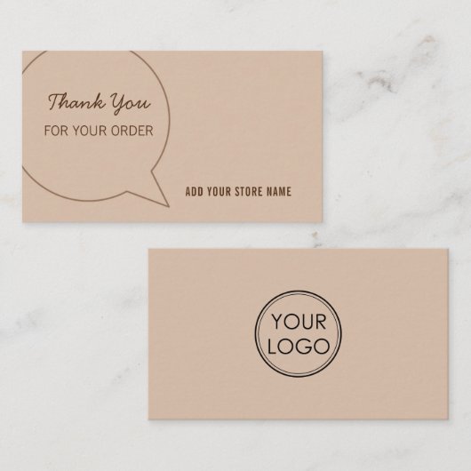Hartelijk dank voor uw bestelling, aangepast aan u visitekaartje (Voorkant / Achterkant)