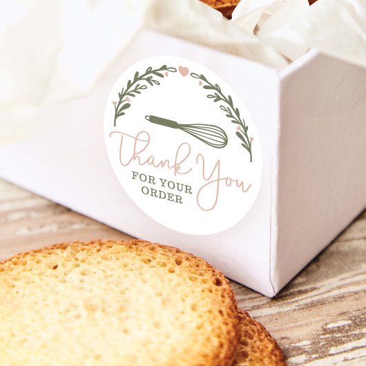 Hartelijk dank voor uw bestelling, bakkerij en gro ronde sticker