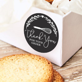 Hartelijk dank voor uw bestelling, bakkerij en gro ronde sticker