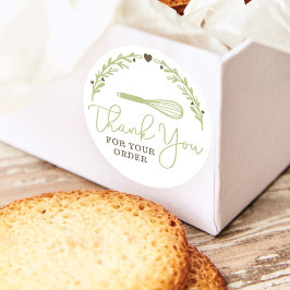 Hartelijk dank voor uw bestelling, bakkerij en gro ronde sticker