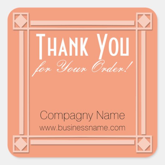 Hartelijk dank voor uw bestelling Bedrijfsperzik S Vierkante Sticker (Voorkant)