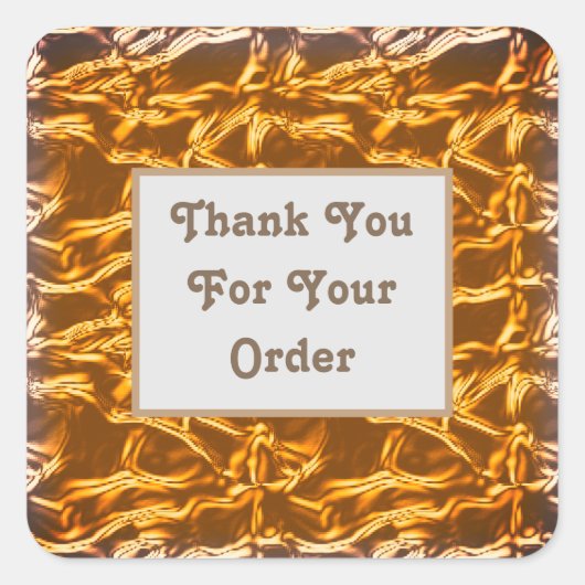 Hartelijk dank voor uw bestelling Bright Gold Eleg Vierkante Sticker (Voorkant)