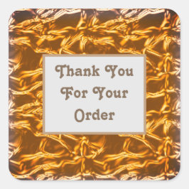 Hartelijk dank voor uw bestelling Bright Gold Eleg Vierkante Sticker