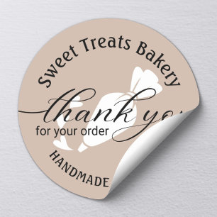 Hartelijk dank voor uw bestelling Cute Beige Cake  Ronde Sticker