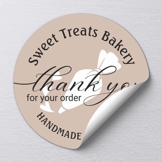 Hartelijk dank voor uw bestelling Cute Beige Cake  Ronde Sticker