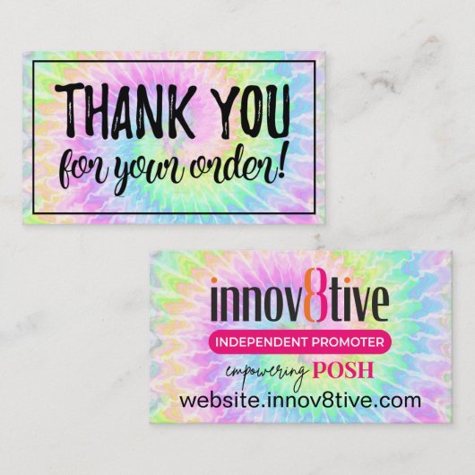 Hartelijk dank voor uw bestelling Dye Posh-kaart Visitekaartje (Voorkant / Achterkant)