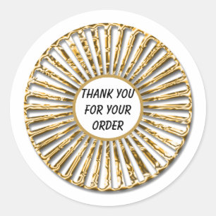 Hartelijk dank voor uw bestelling: Elegant Gold Pa Ronde Sticker