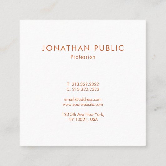 Hartelijk dank voor uw bestelling Elegant Terracot Vierkante Visitekaartje (Achterkant)