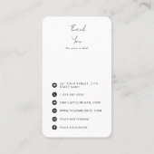 Hartelijk dank voor uw bestelling en pictogrammen  visitekaartje (Achterkant)