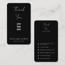 Hartelijk dank voor uw bestelling en pictogrammen visitekaartje