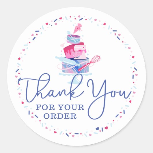 Hartelijk dank voor uw bestelling Fun Bakery Cake Ronde Sticker (Voorkant)