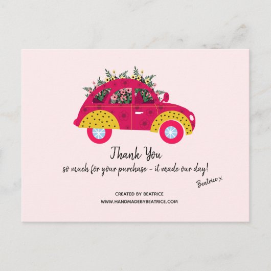 Hartelijk dank voor uw bestelling Fun Floral Pink Briefkaart (Voorkant)
