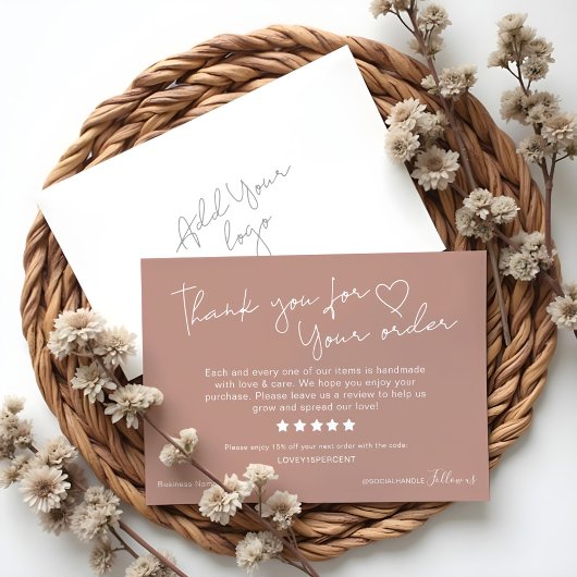 Hartelijk dank voor uw bestelling Gelieve ons een Bedankkaart