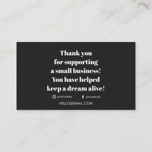 Hartelijk dank voor uw bestelling, kleine bedrijve visitekaartje (Achterkant)