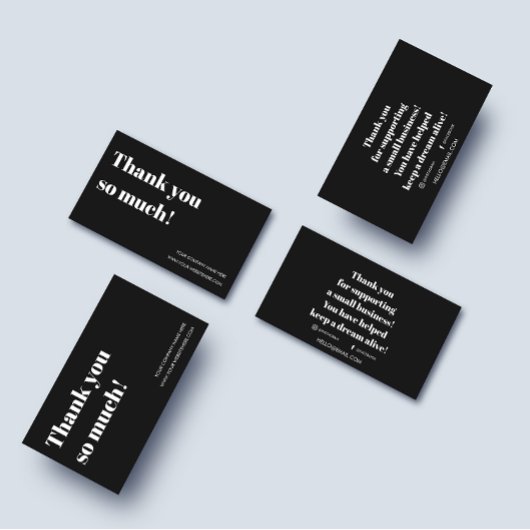 Hartelijk dank voor uw bestelling, kleine bedrijve visitekaartje
