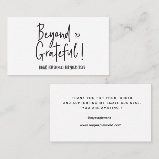 Hartelijk dank voor uw bestelling, kleine branding visitekaartje (Voorkant / Achterkant)