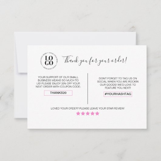 Hartelijk dank voor uw bestelling Kortingskaart vo Bedankkaart (Voorkant)