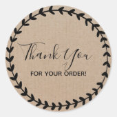 Hartelijk dank voor uw bestelling,  Kraft Paper Cl Ronde Sticker (Voorkant)