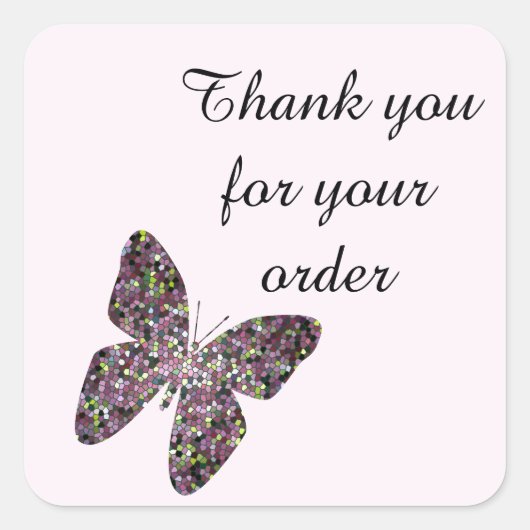 Hartelijk dank voor uw bestelling met mozaïekvlind vierkante sticker (Voorkant)
